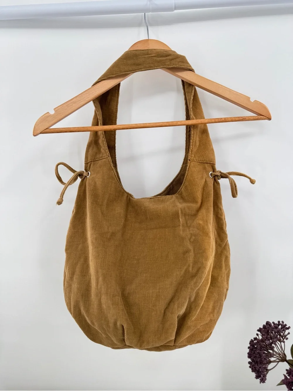 Y2K Corduroy Argyle Shoulder Bag Brown Boho Hobo Purse Academia Preppy